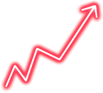 Red neon growth arrow