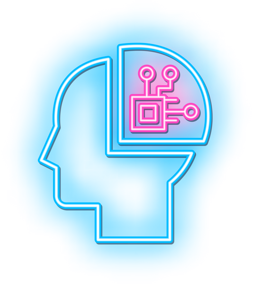 head ai chipset. neon light line icons png